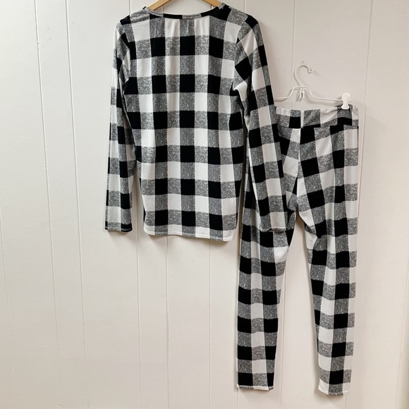 Y2K Boho Loungewear Cozy Sleepwear Lucky Brand Buffalo Plaid PJ Top Pants Large - Picture 5 of 10